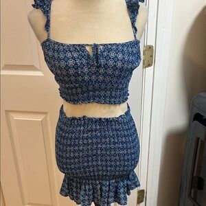 Cotton Candy LA Blue Floral Two-Piece Set